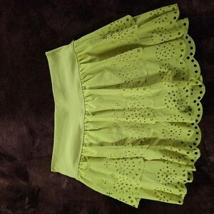 Aerie Green Bubble Mini Skort with Pleated Ruffles